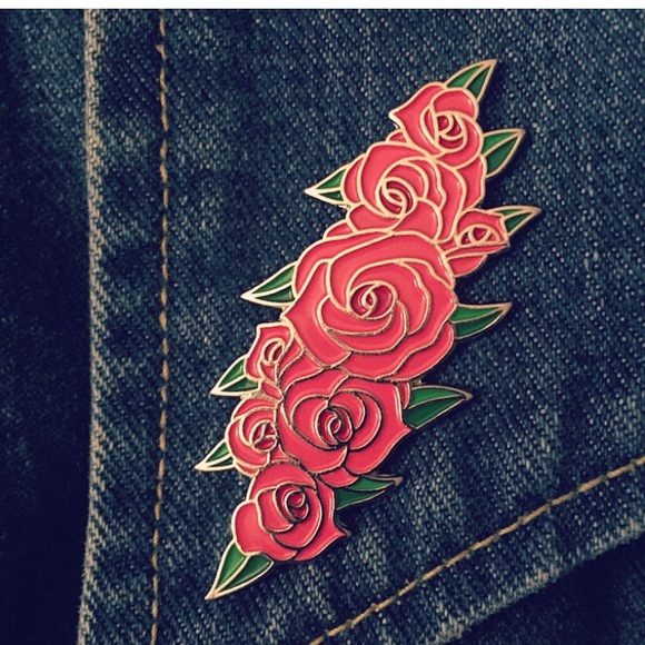 Large Rose Bolt Enamel Pin - Picture 4 of 4
